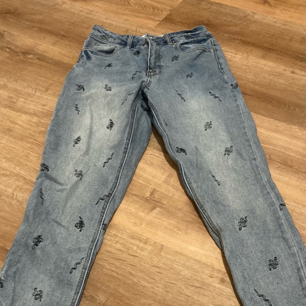 embroidered jeans